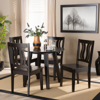 Baxton Studio Anesa-Dark Brown-5PC Dining Set Anesa Modern and Contemporary Transitional Dark Brown Finished Wood 5-Piece Dining Set